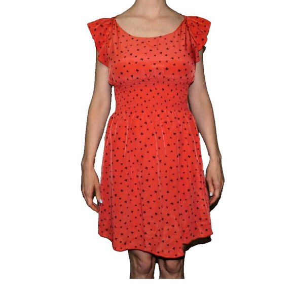 Orange Dress Chiffon Layers London British Designer Schoolgirl Chic UK 10 = US 6 - Picture 2 of 10